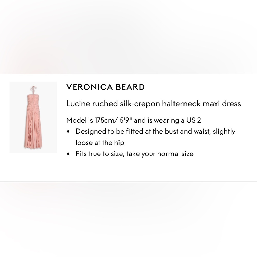 New! Veronica Beard Lucine ruched silk-crepon halterneck maxi dress Sz 6‎ $958 - Picture 10 of 10